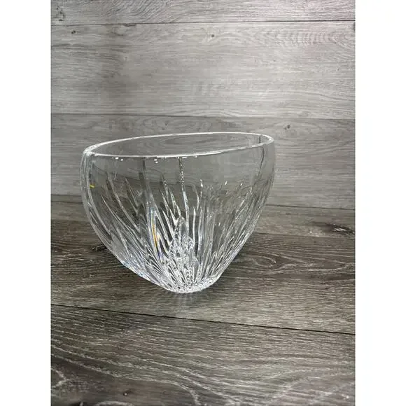 Waterford Carina Pattern Oval Vase Heavy Crystal Glass Bowl L7.75xH5.75xW4.5”